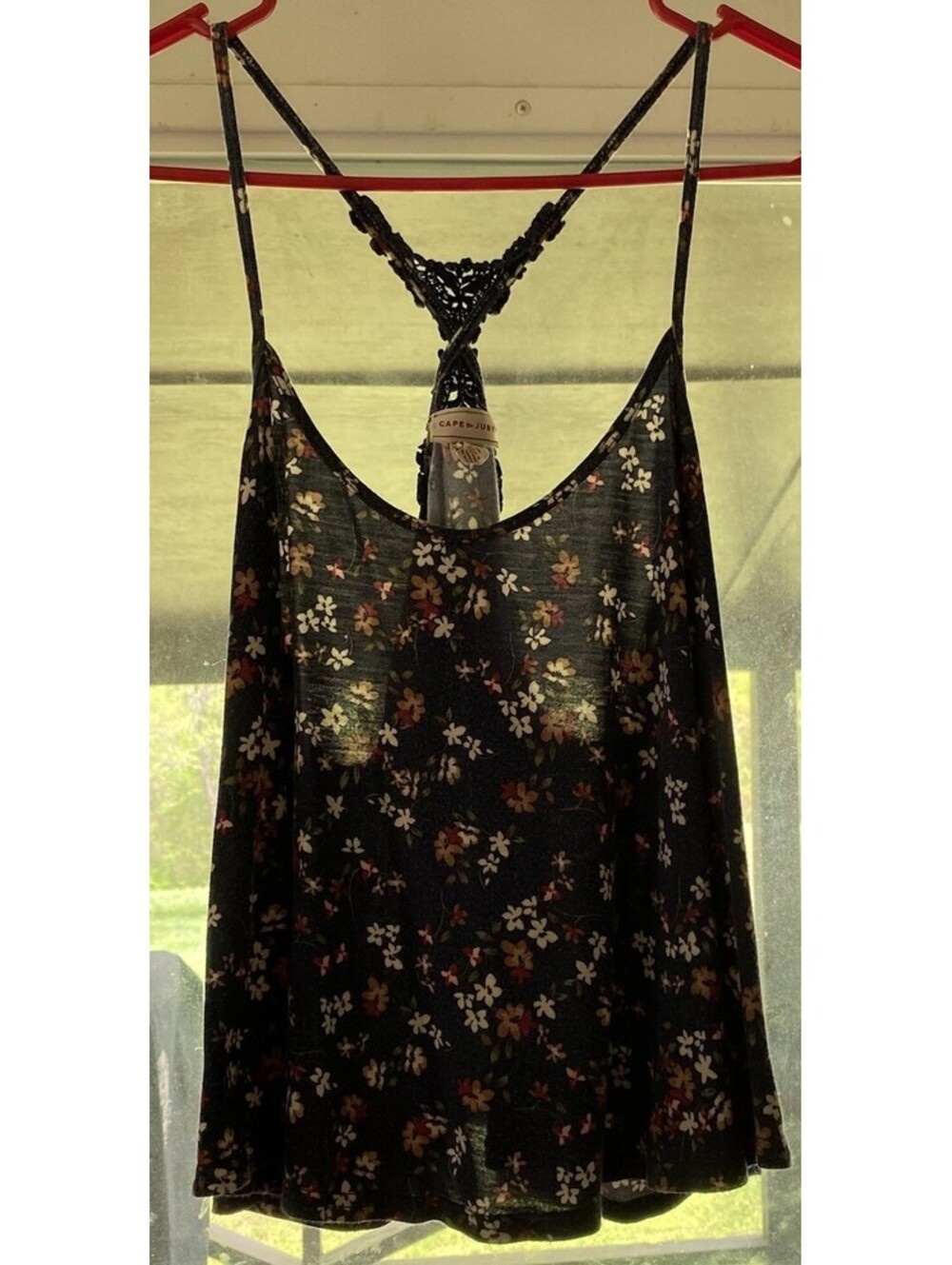 Cape Juby Large Floral Tank Top Crochet Racerback Boho Sleeveless Blouse